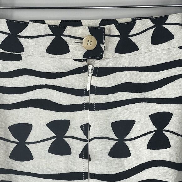 Louis Feraud Vintage Kite String Bow Pencil Skirt 16 Cream Black Linen blend - Picture 10 of 15